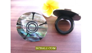 Abalone Ocean Shells Organic Rings Handmade Bali 